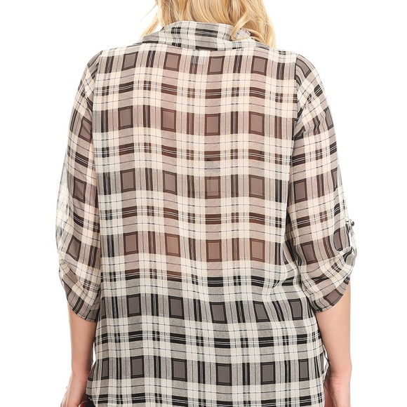 Lilian Plus Size Plaid Wrapped Tunic Top - Picture 4 of 7
